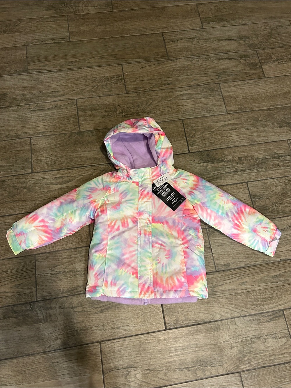 NWT…The Children's Place Pastel Tie-Dye Hooded 3 in 1 All Weather Puffer Jacket